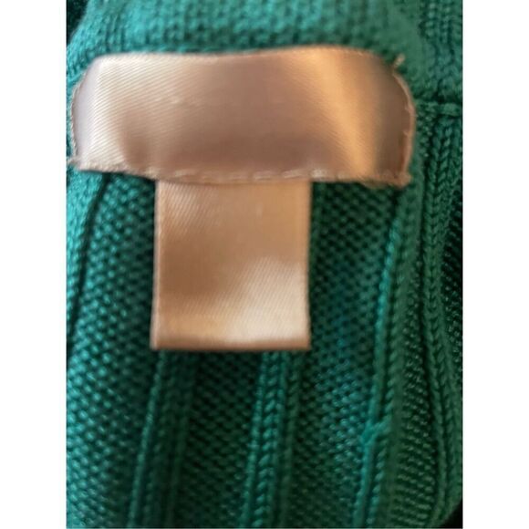 White Stag Green V-Neck Cable Knit Collared Long Sleeve Sweater Size Small - Picture 7 of 7